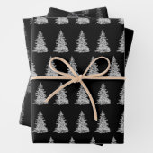 Elegant Black White-kerstboompatroon Inpakpapier Vel (In situ)