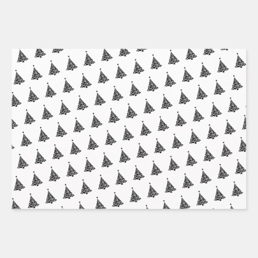 Elegant Black White-kerstboomschilfers cadeau Inpakpapier Vel (Voorkant 3)