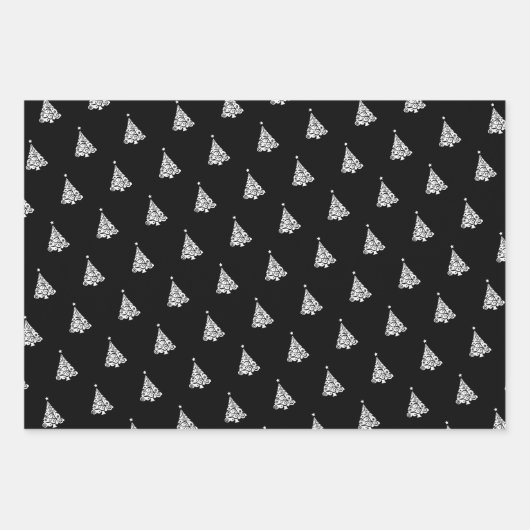 Elegant Black White-kerstboomschilfers cadeau Inpakpapier Vel (Voorkant 2)