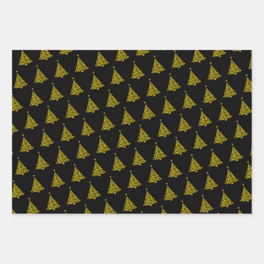 Elegant Black White-kerstboomschilfers cadeau Inpakpapier Vel (Voorkant)