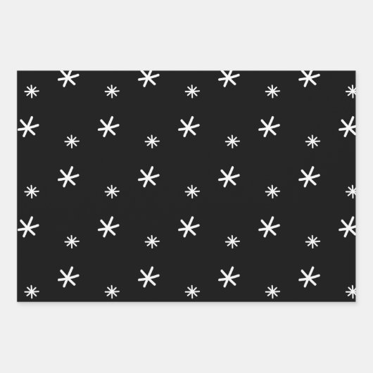 Elegant Black & White Kerstmis Hearts Snowflakes Inpakpapier Vel (Voorkant 3)