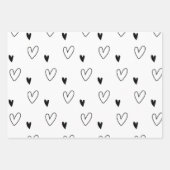 Elegant Black & White Kerstmis Hearts Snowflakes Inpakpapier Vel (Voorkant 2)