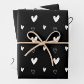 Elegant Black & White Kerstmis Hearts Snowflakes Inpakpapier Vel (In situ)