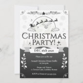 Elegant Black & White Kerstparty Kaart (Voorkant)