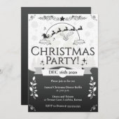 Elegant Black & White Kerstparty Kaart (Voorkant / Achterkant)