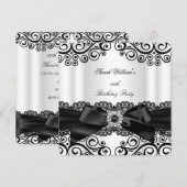 Elegant Black White Lace Bow Birthday Party Kaart (Voorkant / Achterkant)