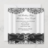 Elegant Black White Lace Bow Birthday Party Kaart (Achterkant)