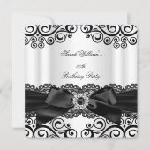 Elegant Black White Lace Bow Birthday Party Kaart (Voorkant)