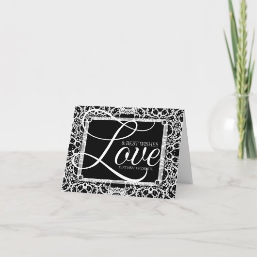 Elegant Black White Lace LOVE Note Kaart (Voorkant)