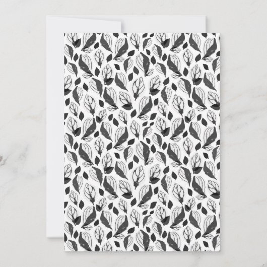 Elegant Black White Leaf Pattern Botanical Wedding Kaart (Achterkant)