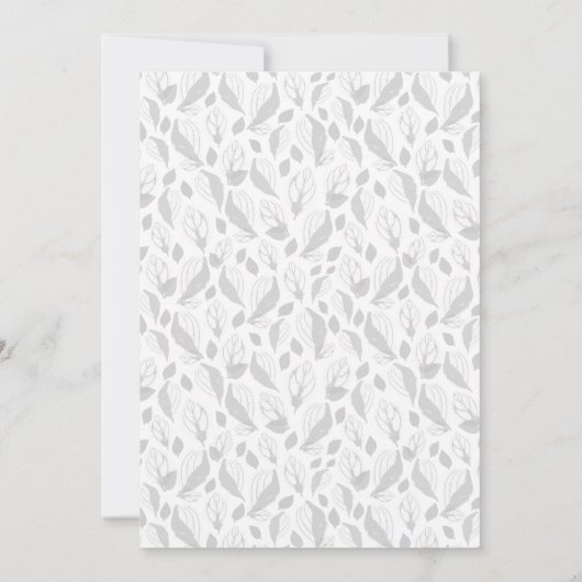 Elegant Black White Leaf Pattern Botanical Wedding Kaart (Achterkant)