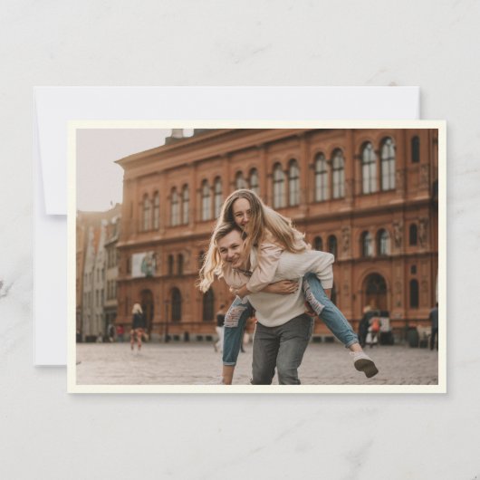 Elegant Black White Line Art Weddenfoto Save The Date (Achterkant)