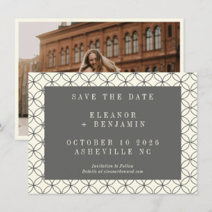 Elegant Black White Line Art Weddenfoto Save The Date