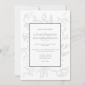 Elegant Black & White Line Drawing Floral Kaart (Voorkant)