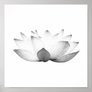 Elegant Black & White Lotus Floral Poster