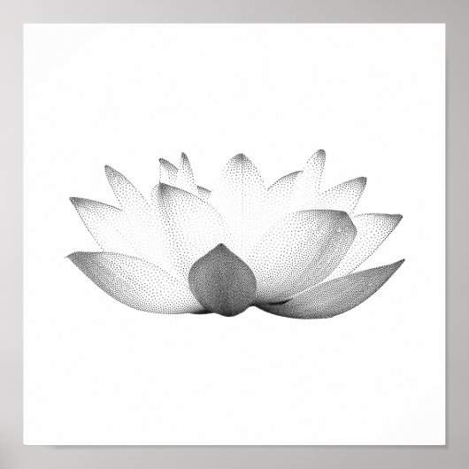 Elegant Black & White Lotus Floral Poster (Voorkant)