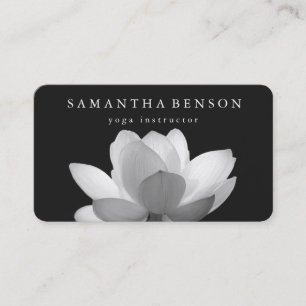Elegant Black & white Lotus Flower Logo Yoga Visitekaartje