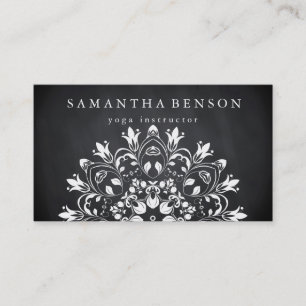 Elegant Black & white Lotus Flower Logo Yoga Visitekaartje