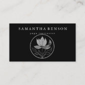 Elegant Black & white Lotus Flower Logo Yoga Visitekaartje (Voorkant)