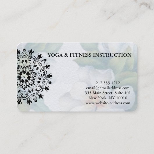 Elegant Black & white Lotus Flower Logo Yoga Visitekaartje (Achterkant)