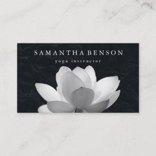Elegant Black & white Lotus Flower Logo Yoga Visitekaartje