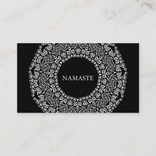 Elegant Black & White Mandala Art Logo Yoga Visitekaartje (Voorkant)