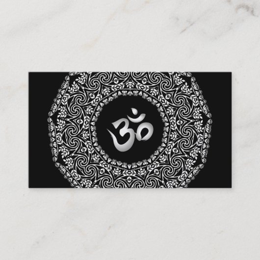 Elegant Black & White Mandala Art Logo Yoga Visitekaartje (Voorkant)