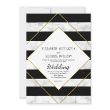 Elegant Black White Marble Gold Geometric Weddensc