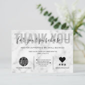 Elegant Black White Marble Logo - Hartelijk dank Bedankkaart (Staand voorkant)