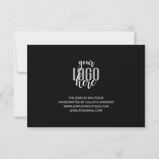 Elegant Black White Marble Logo - Hartelijk dank Bedankkaart (Achterkant)