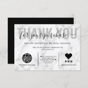 Elegant Black White Marble Logo - Hartelijk dank Bedankkaart