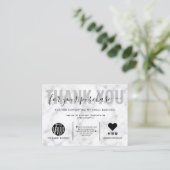Elegant Black White Marble Logo - Hartelijk dank Visitekaartje (Staand voorkant)