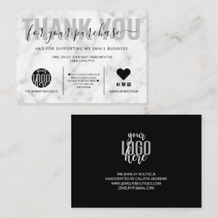 Elegant Black White Marble Logo - Hartelijk dank Visitekaartje