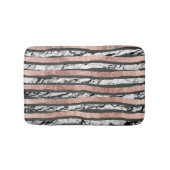 Elegant Black White Marble Roos Gold Brusstrokes Badmat (Voorkant)