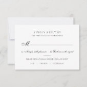 Elegant Black & White Meal Choice Weddenschap RSVP (Voorkant)