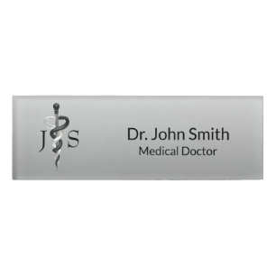 Elegant Black White Medical Classy Noble Naambadge