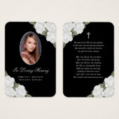 Elegant Black White Memorial Funeral Prayer Kaart (Voorkant /achterkant)