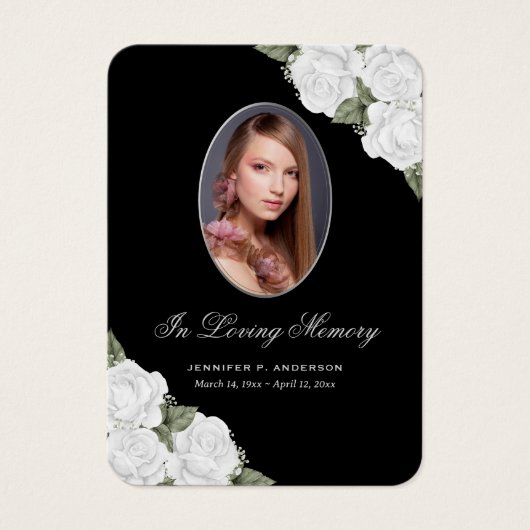 Elegant Black White Memorial Funeral Prayer Kaart (Voorkant)