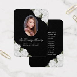Elegant Black White Memorial Funeral Prayer Kaart
