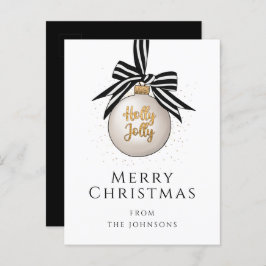 Elegant Black White Merry kerst Bauble Holiday Briefkaart