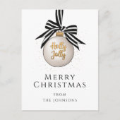 Elegant Black White Merry kerst Bauble Holiday Briefkaart (Voorkant)