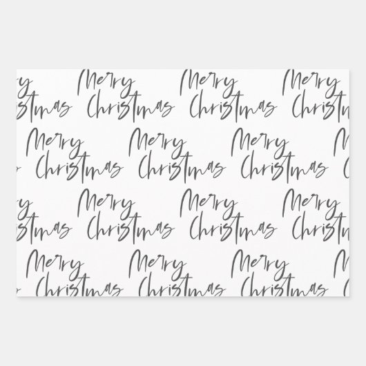 Elegant Black White Merry-kerstcitaat - Gift Inpakpapier Vel (Voorkant)