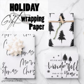 Elegant Black White Merry-kerstcitaat - Gift Inpakpapier Vel