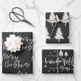 Elegant Black White Merry-kerstcitaat - Gift Inpakpapier Vel