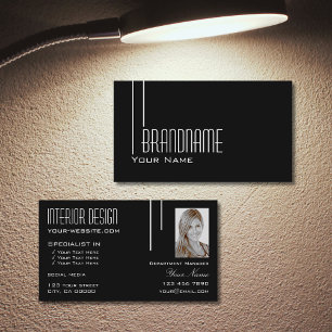 Elegant Black White met foto Professional Modern Visitekaartje