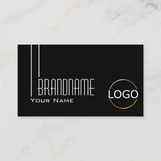 Elegant Black White met Logo & Photo Professional Visitekaartje (Voorkant)