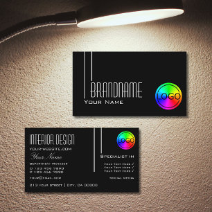 Elegant Black White met Logo Professional Modern Visitekaartje