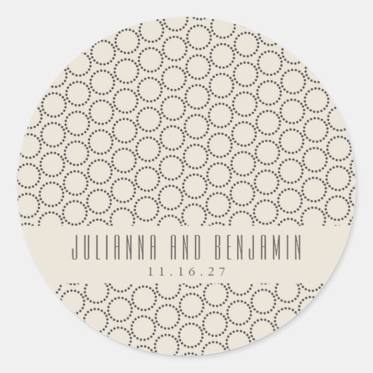 Elegant Black White Mid-Century Mod Custom Wedding Ronde Sticker (Voorkant)