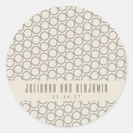 Elegant Black White Mid-Century Mod Custom Wedding Ronde Sticker