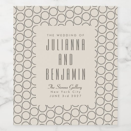 Elegant Black White Mid-Century Mod Custom Wedding Wijn Etiket (Enkel label)